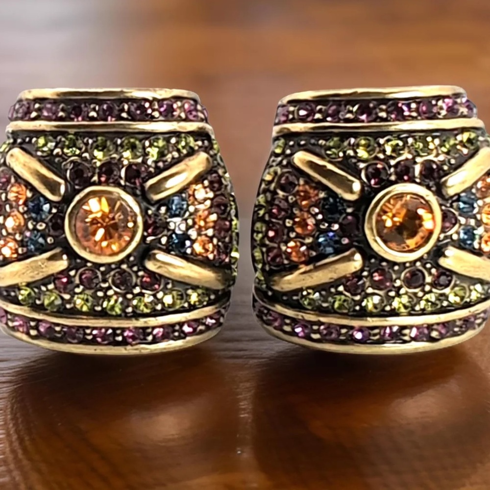 Art Deco Heidi Daus clip earrings rainbow colors